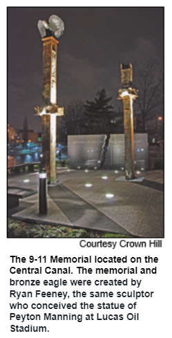 The 9/11 Memorial located on the Central Canal in downtown Indianapolis.