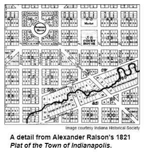 Detail from Alexander Ralson's 1821 Plat of the Town of Indianapolis.