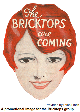 A promotional image for the Bricktops group shows a drawing of a redheaded woman. Image provided by Evan Finch.