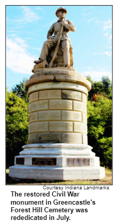 The restored Civil War monument in Greencastle's Forest Hill Cemetery was rededicated in July.
Courtesy Indiana Landmarks.