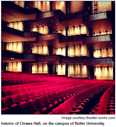 Interior of Clowes Hall, on the campus of Butler University in Indianapolis. Image courtesy theater-works.com.