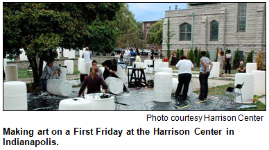 Making art on a First Friday at the Harrison Center in Indianapolis. Photo courtesy Harrison Center.