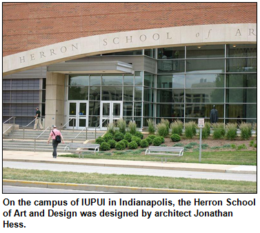 Herron School of Art and Design, on the campus of IUPUI in Indianapolis, was designed by architect Jonathan Hess.