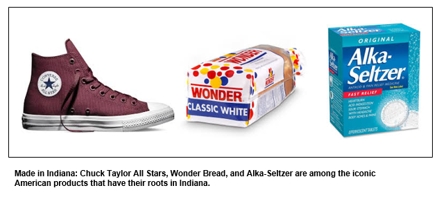 Made in Indiana: Chuck Taylor All Stars, Wonder Bread, and Alka-Seltzer are among the iconic American products that have their roots in Indiana.
