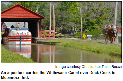 An aqueduct carries the Whitewater Canal over Duck Creek in Metamora, Ind. Image courtesy Christopher Della Rocco