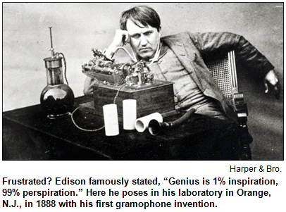 Thomas Edison with gramophone, 1888.