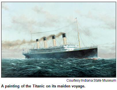 Painting of the Titanic on it maiden voyage. Courtesy Indiana State Museum.