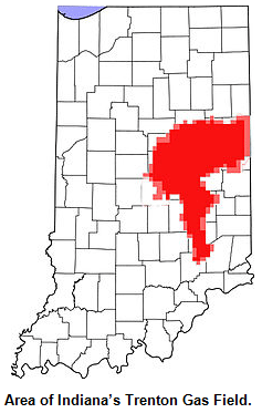 Map showing Indiana's Trenton Gas Field.