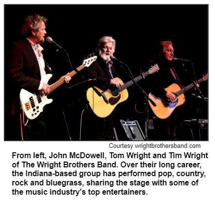 From left, John McDowell, Tom Wright and Tim Wright of The Wright Brothers Band. Over their long career, the Indiana-based group has performed pop, country, rock and bluegrass, sharing the stage with some of the music industry's top entertainers.
Courtesy wrightbrothersband.com