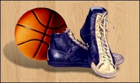 Basketball and shoes.