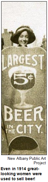 Beer ad from 1914, featuring pretty woman. Courtesy New Albany Public Art Project.